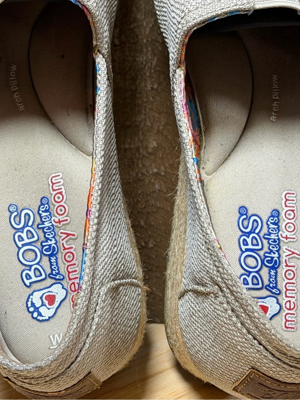 BOBS by Skechers Memory Foam Espadrille Slip-On Shoes Women’s Size 10 Taupe